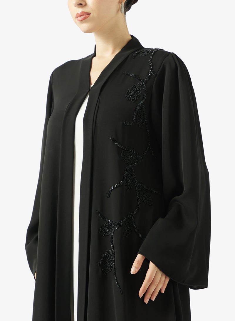 hayas closet Embellished Open Front V Neck Abaya - Image 3